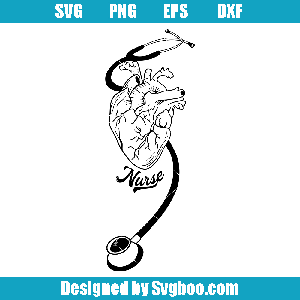 Nurse and Heart Svg, Heart and Stethoscope Svg, Nurse Svg