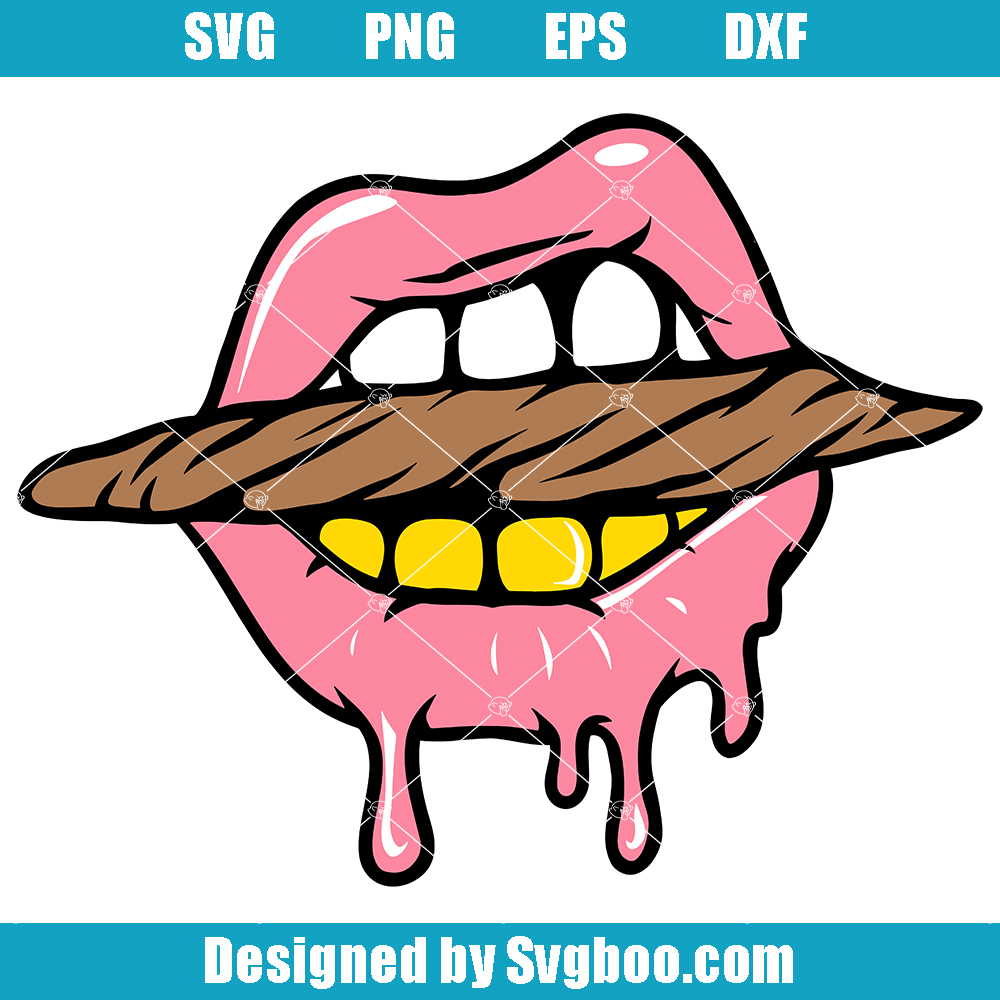 Pink Lips with Cannabis Joint Svg, Lips Smoking Weed Svg