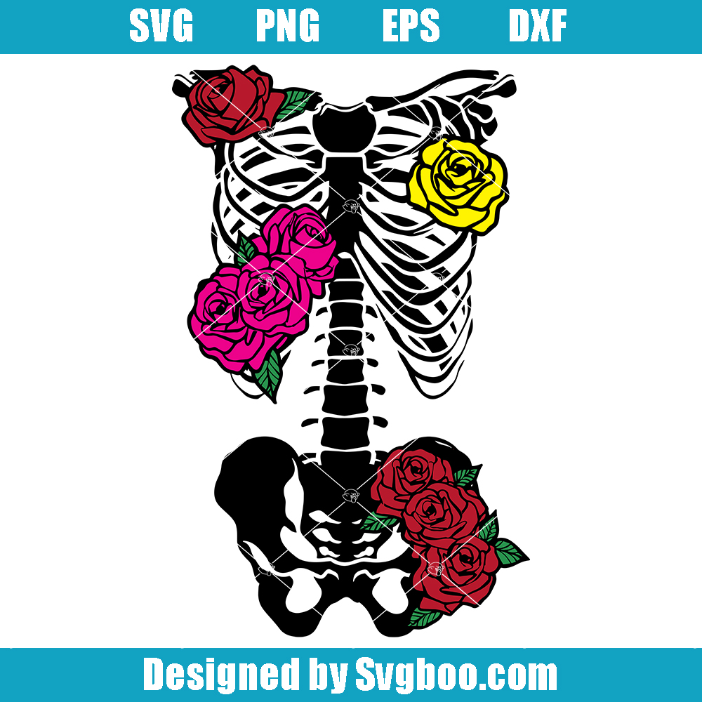 Rib Cage Floral Svg, Ribcage Flowers Svg, Skeleton Bones Svg