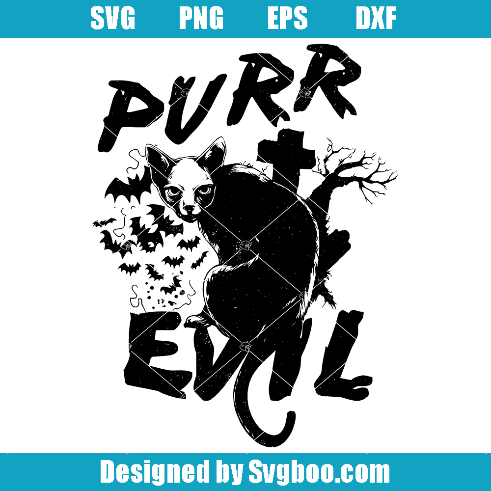 The Purr Evil Antics of a Black Cat Svg, Scary Black Cat Svg The Purr Evil Antics of a Black Cat Svg