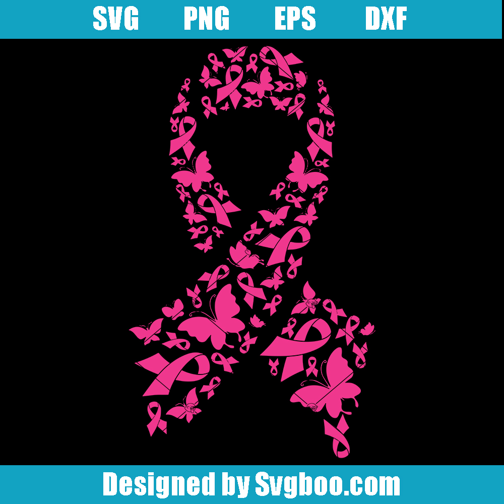 Butterfly Pink Ribbon Svg, Cancer Warrior Svg, Strong Women Svg