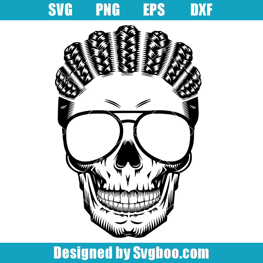 Funky Fusion Skull-Face with Afro Hair and Sunglasses Sv