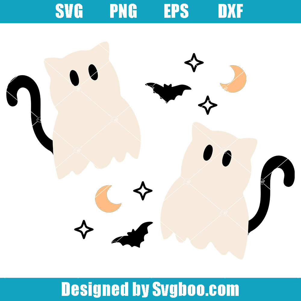 Halloween Cat Ghost Svg, Cute Ghost Svg, Sheet Ghost Svg