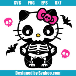 Kitty Skeleton Pink Svg