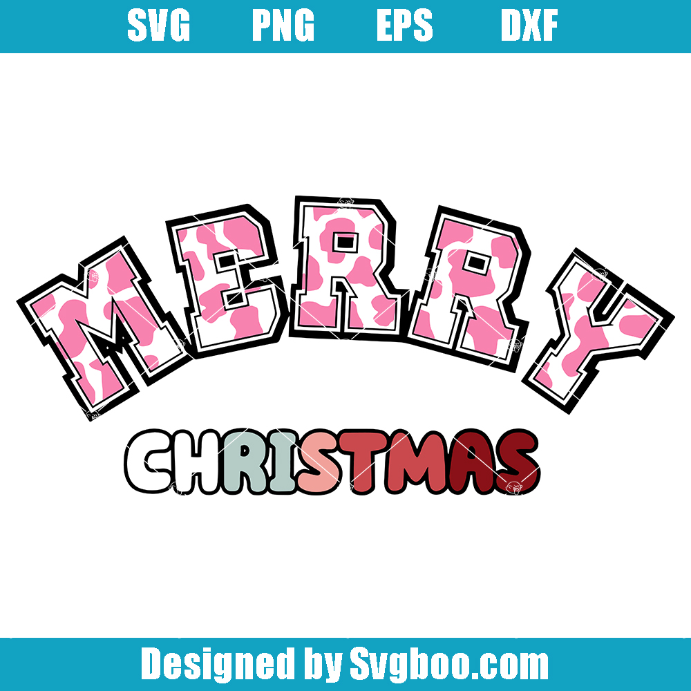 Pink Leopard Merry Christmas Svg, Christmas 2023 Svg Pink Leopard Merry Christmas Svg