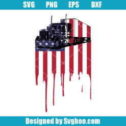 Truck Driver American Flag Svg, Patriotic Truck Svg, 4th Of July Svg