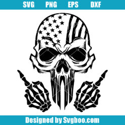 US Skull Middle Finger Svg