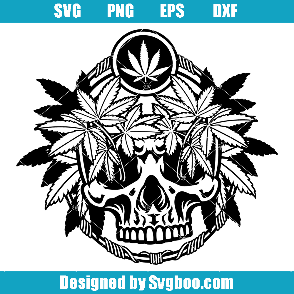 Weed Skull Svg, Cannabis Skull Svg, Marijuana Svg Weed Skull Svg