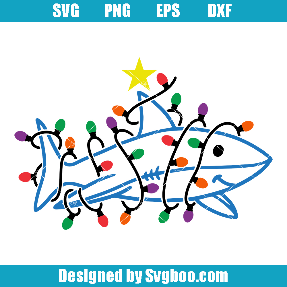 Christmas Lights Shark Svg, Christmas Tree Shark Svg, Funny Shark Svg