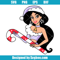 Christmas Princess Jasmine with Santa Hat Svg