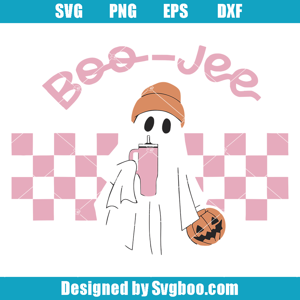 Cute Boo Jee Svg, Pumpkin Ghost Svg, Checkered Svg