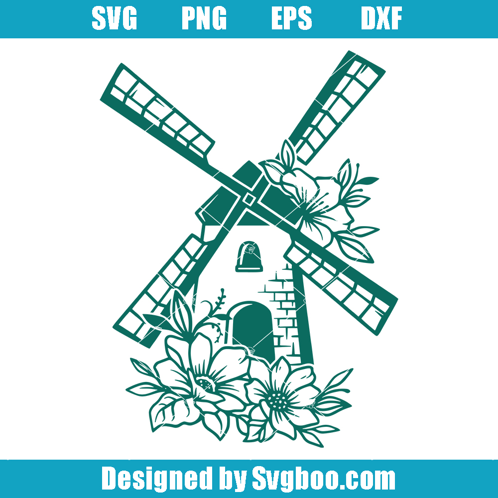 Floral Windmill Svg, Dutch Windmill Svg, windmill Wall Decor
