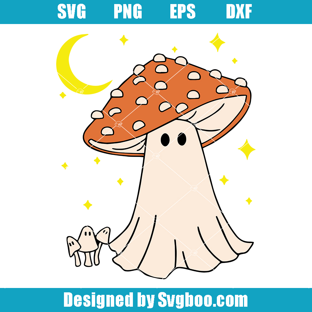 Ghost Mushroom Svg, Mushroom Halloween Svg, Halloween Gift