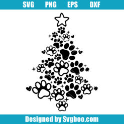 Paw Print Christmas Tree Svg