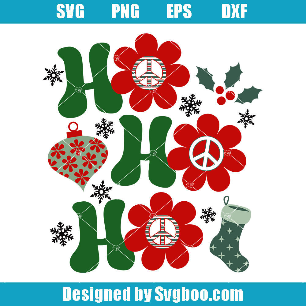 Retro Peace Ho Ho Ho Svg, Cute Christmas Svg, Ho Ho Ho Svg Retro Peace Ho Ho Ho Svg