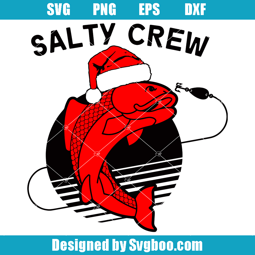 Salty Crew Merry Fishmas Svg, Fishing Christmas Svg, Santa Svg Salty Crew Merry Fishmas Svg