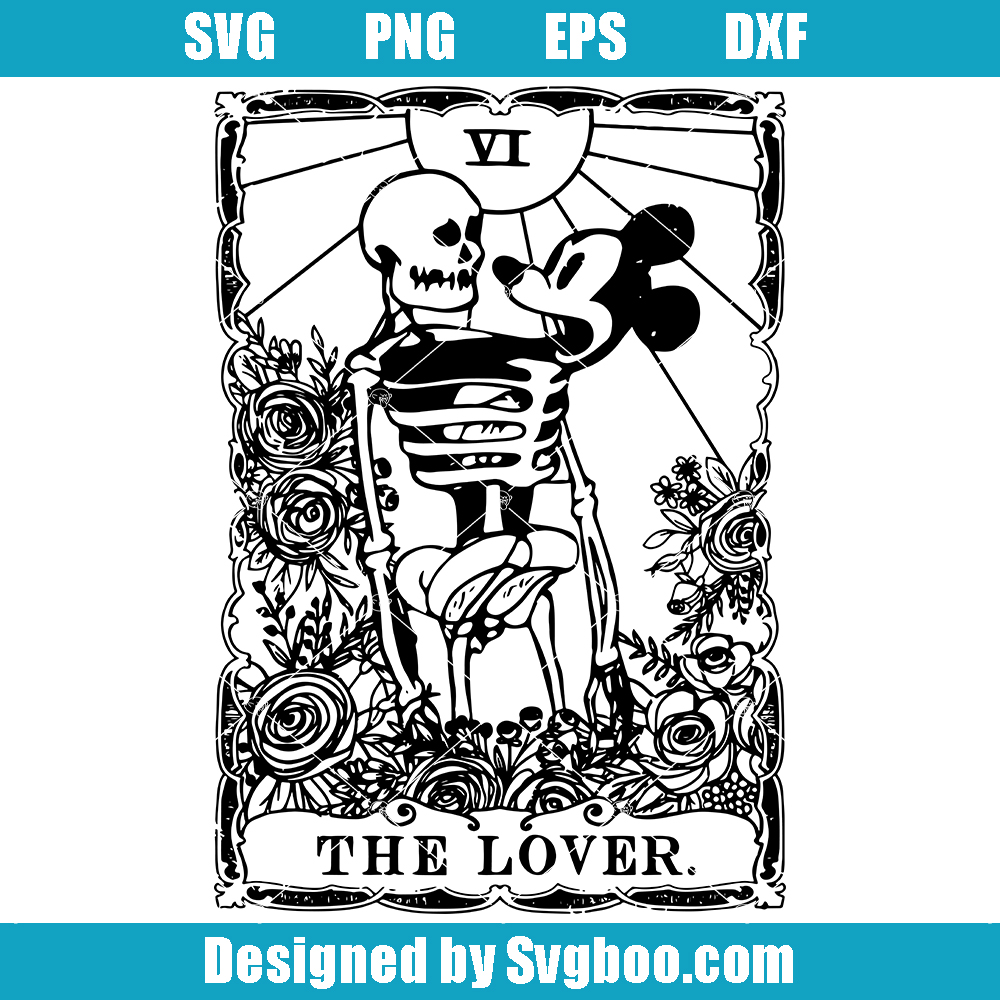Skeleton And Mickey Mouse The Lovers Svg, Love Card Svg