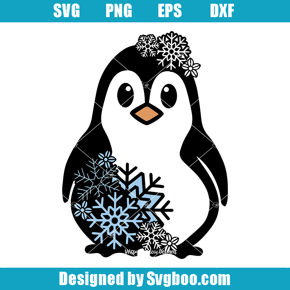 Snowflake Penguin Svg, Penguin Mandala Svg, Winter Animal Svg Snowflake Penguin Svg
