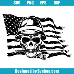 US Skull Fishing Svg, Sports Angling Svg, Skeletal Head Biting Fishing Rod Svg