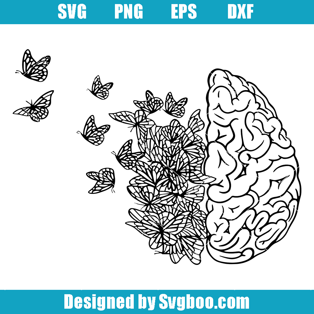 Butterfly and Brain Svg, Brain Anatomical Svg, Fight Cancer Svg Butterfly and Brain Svg