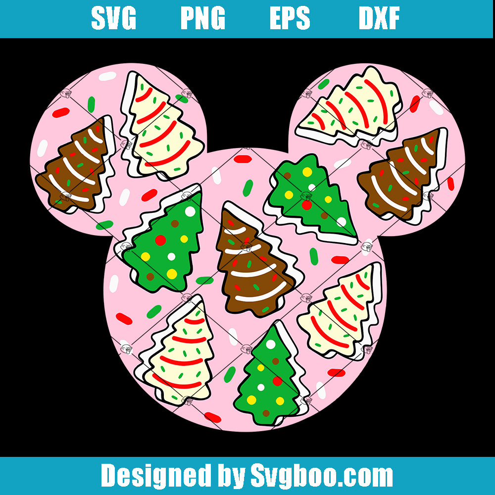 Christmas Cake Mouse Head Svg, Christmas Pine Cake Svg Christmas Cake Mouse Head Svg