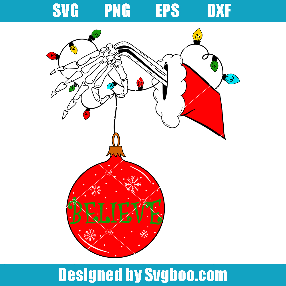 Christmas Skeleton Hand Svg, Dancing Skeleton Svg, Belive Svg Christmas Skeleton Hand Svg
