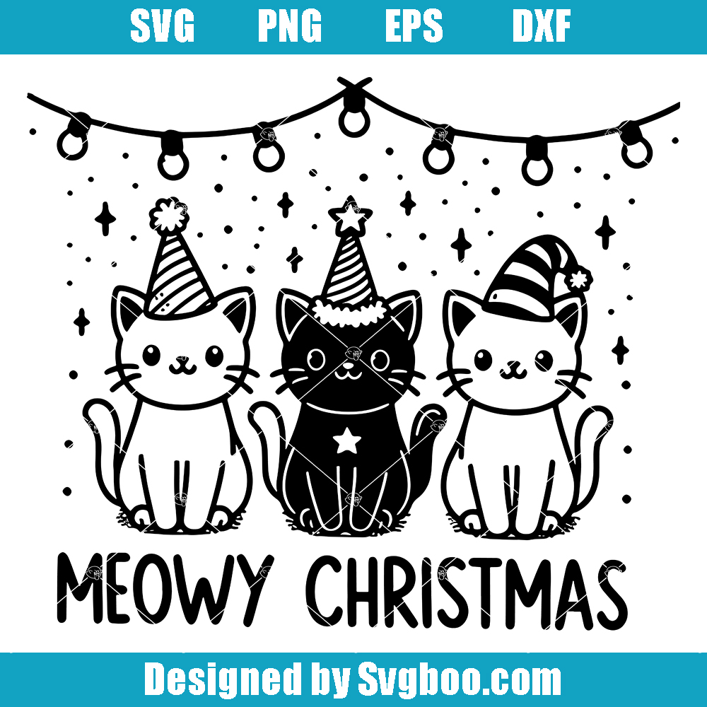 Cute Meowy Christmas Svg, Cute Cat Winter Svg, Pet Christmas Svg Cute Meowy Christmas Svg