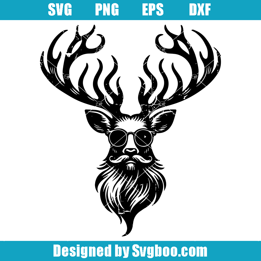 Deer with Sunglasses Svg, Cool Deer Svg, Happy Christmas Svg Deer with Sunglasses Svg