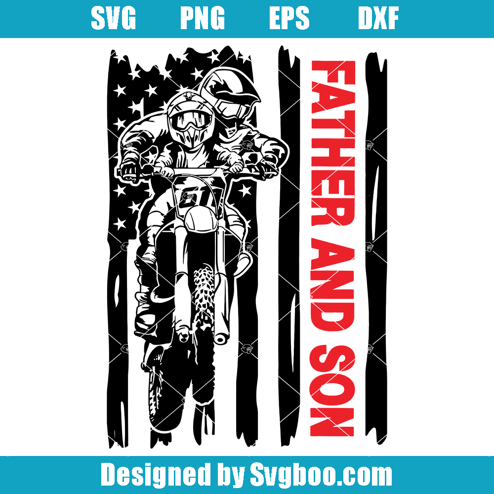 Father and Son Riding Dirt Bikes Svg, Motocross Svg, Motorcycle Ride Svg Father and Son Riding Dirt Bikes Svg