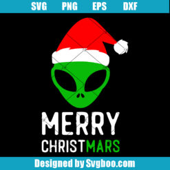 Green Alien in Santa Hat Svg