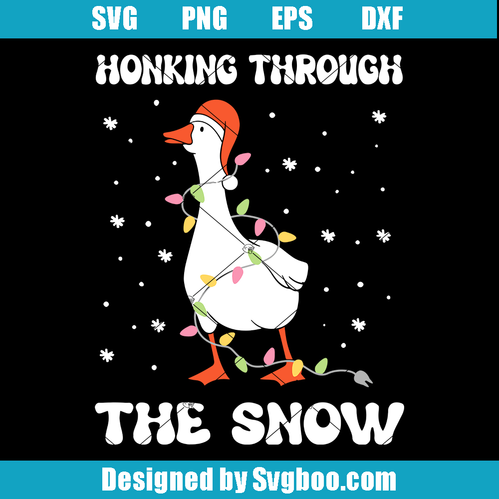 Honking Through The Snow Svg, Duck Christmas Lights Svg Honking Through The Snow Svg