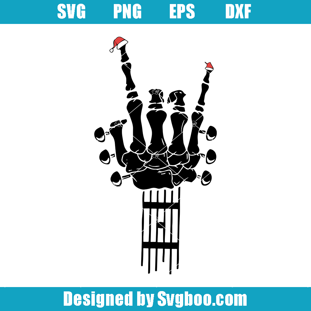 Skeleton Guitarist Svg, Skeleton Christmas Svg, Secret Santa Svg