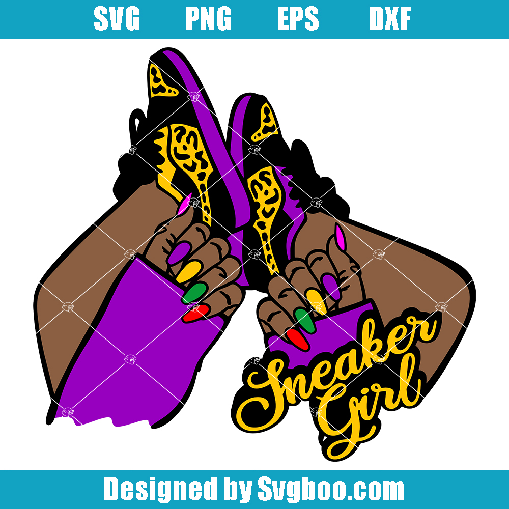 Sneaker Girl Svg, Long Nails Svg, Black Woman Hands svg