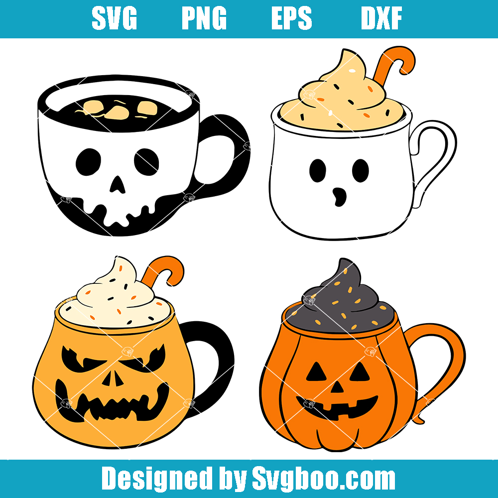 Spooky Mugs Svg, Pumpkin Mugs Svg, Halloween Mugs Svg