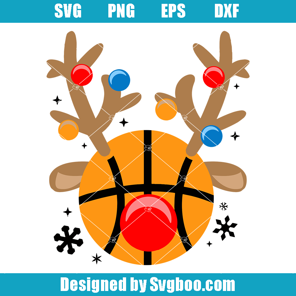 Basketball Reindeer Svg, Funny Cute Boy Christmas Svg, Santa Claus Basketball Svg