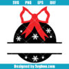 Christmas Ball Ornament With Bow Split Monogram Frame Svg