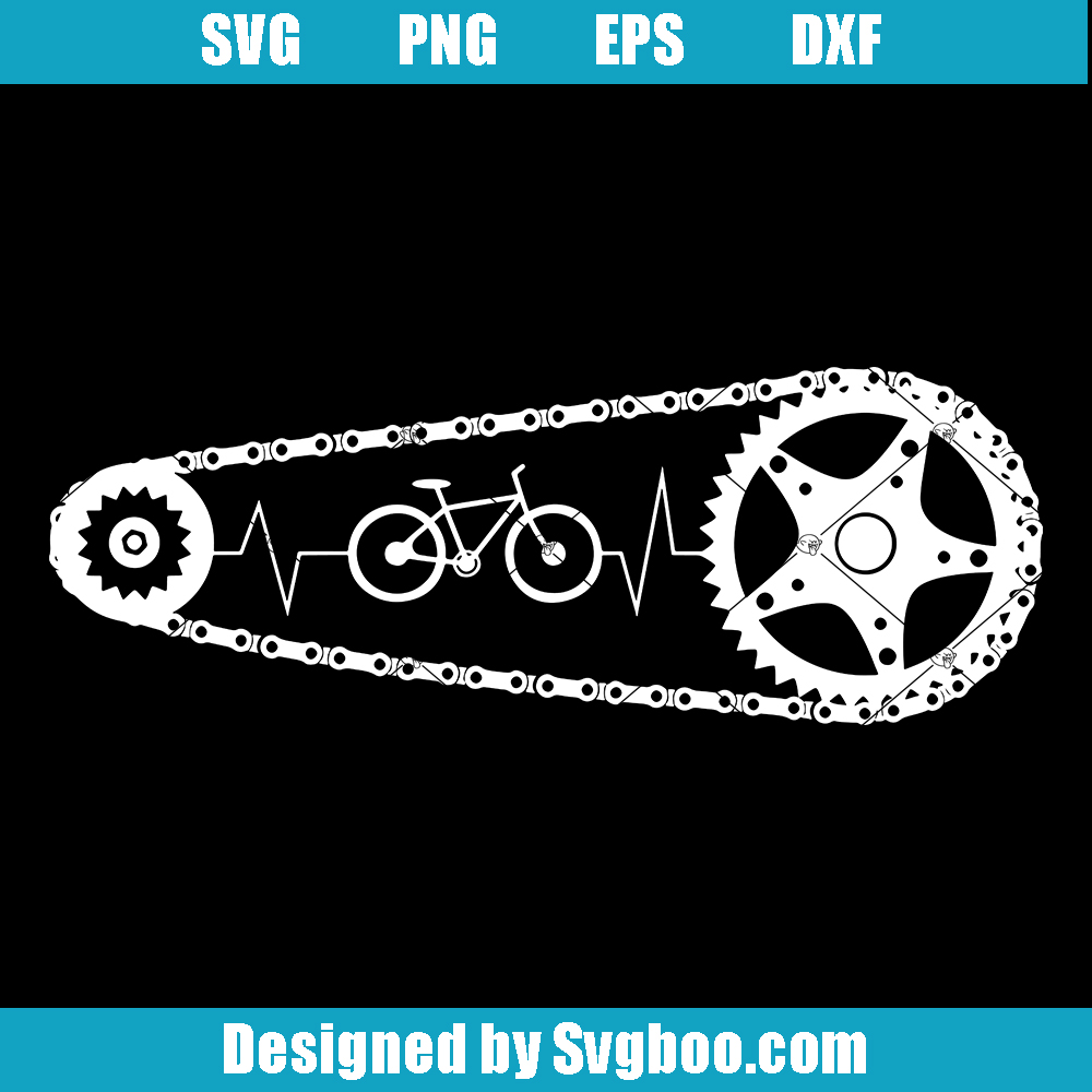 Cycling Heartbeat Svg, Love Biking Svg, Bicycle Chain Svg Cycling Heartbeat Svg