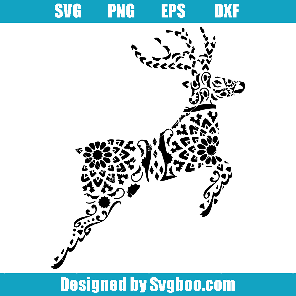 Deer Mandala Svg, Christmas Deer Svg, Animal Mandala Svg