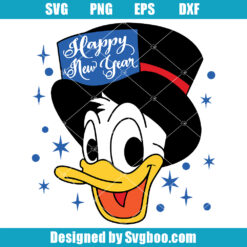 Donald and Friends New Year Hat Svg,  Happy New Year Duck Svg