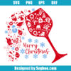 Merry Christmas with a Glass Full of Wine Svg