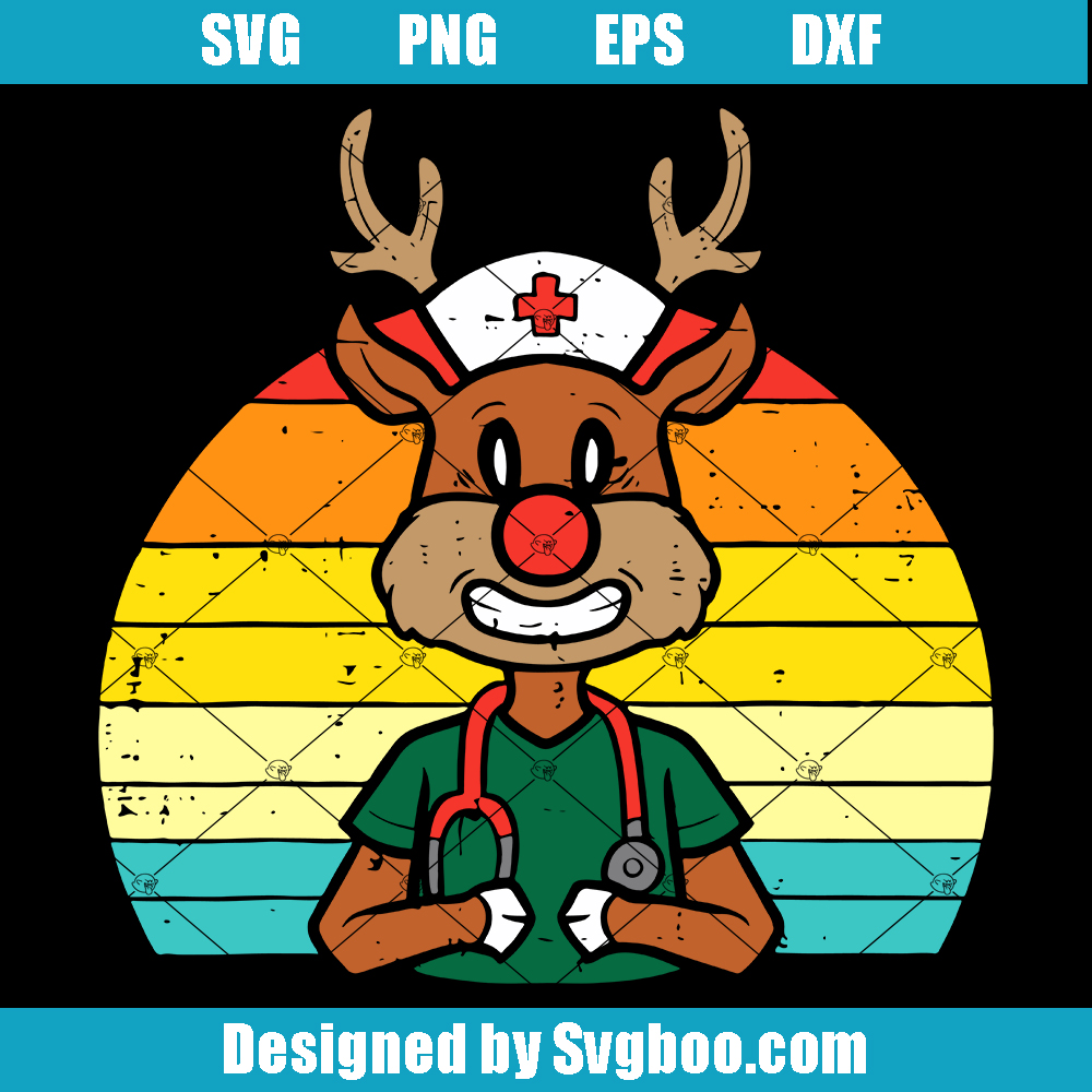 Nurse Retro Christmas Svg, Nurse Holiday Svg, Reinder Nurse Svg Nurse Retro Christmas Svg
