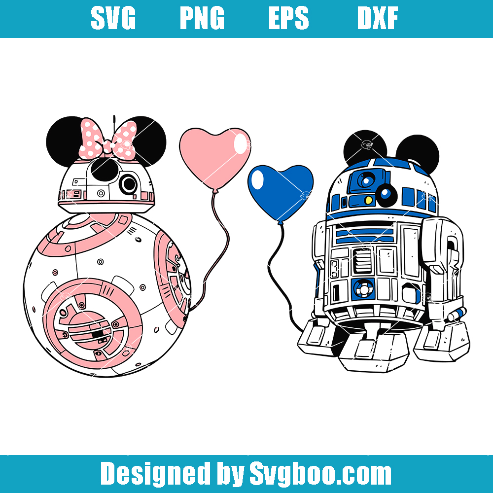 R2d2 Bb8 Star Wars Valentines Svg, Love Robot Couple Svg R2d2 Bb8 Star Wars Valentines Svg