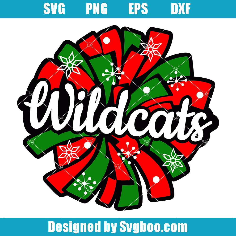 Wildcats Cheerleader Svg, Wildcats Christmas Svg, Merry Christmas Pom Pom Svg Wildcats Cheerleader Svg