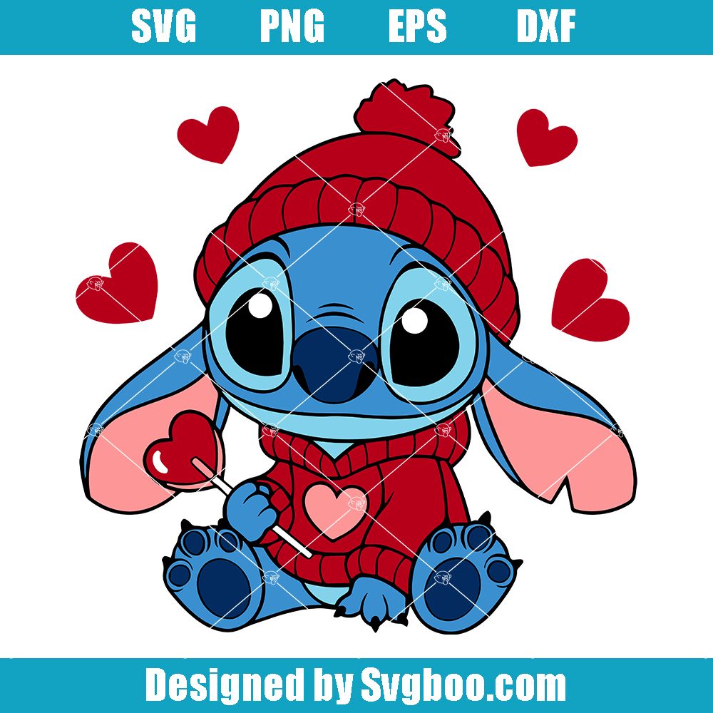 Cute Stitch Valentine Candy Heart Svg, Stitch Valentine's Day Svg Cute Stitch Valentine Candy Heart Svg