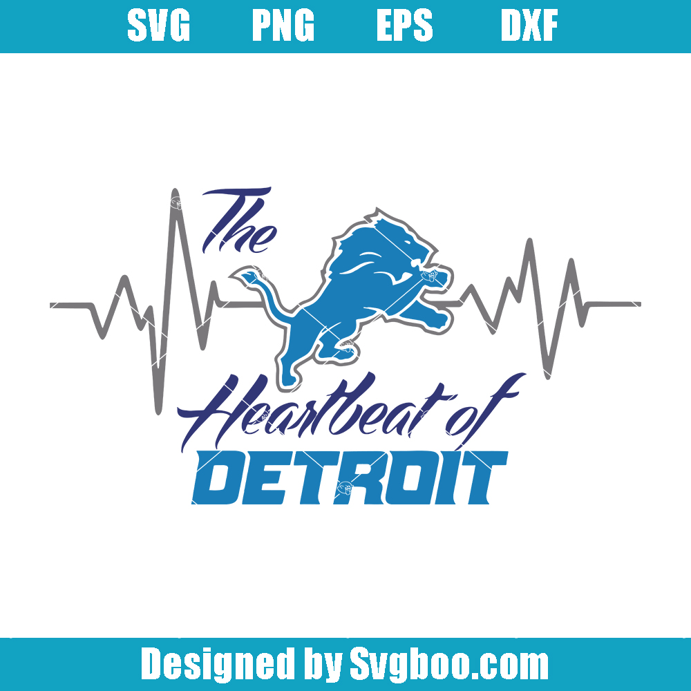 Detroit Lions Heartbeat Svg, The Hearbeat Detroit Svg, NFL Football Svg
