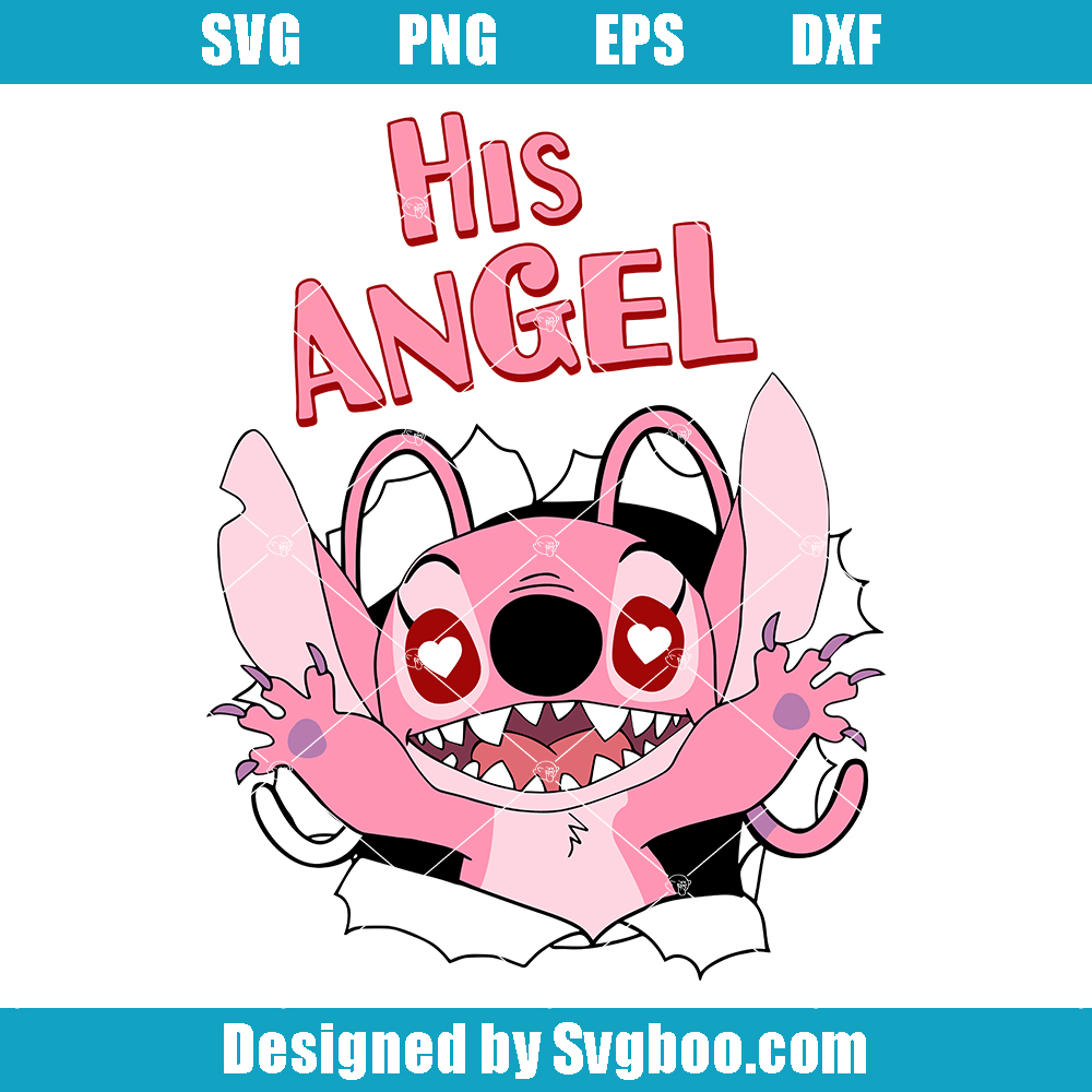 His Angel Svg, Stitch and Angel Couple Svg, Disney Honeymoon Svg
