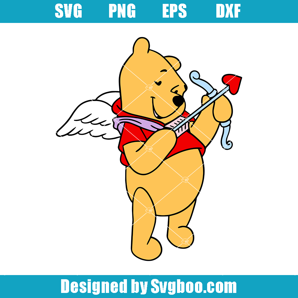 Pooh Valentine's Day Svg, Honey Bear Svg, Bear Love Svg