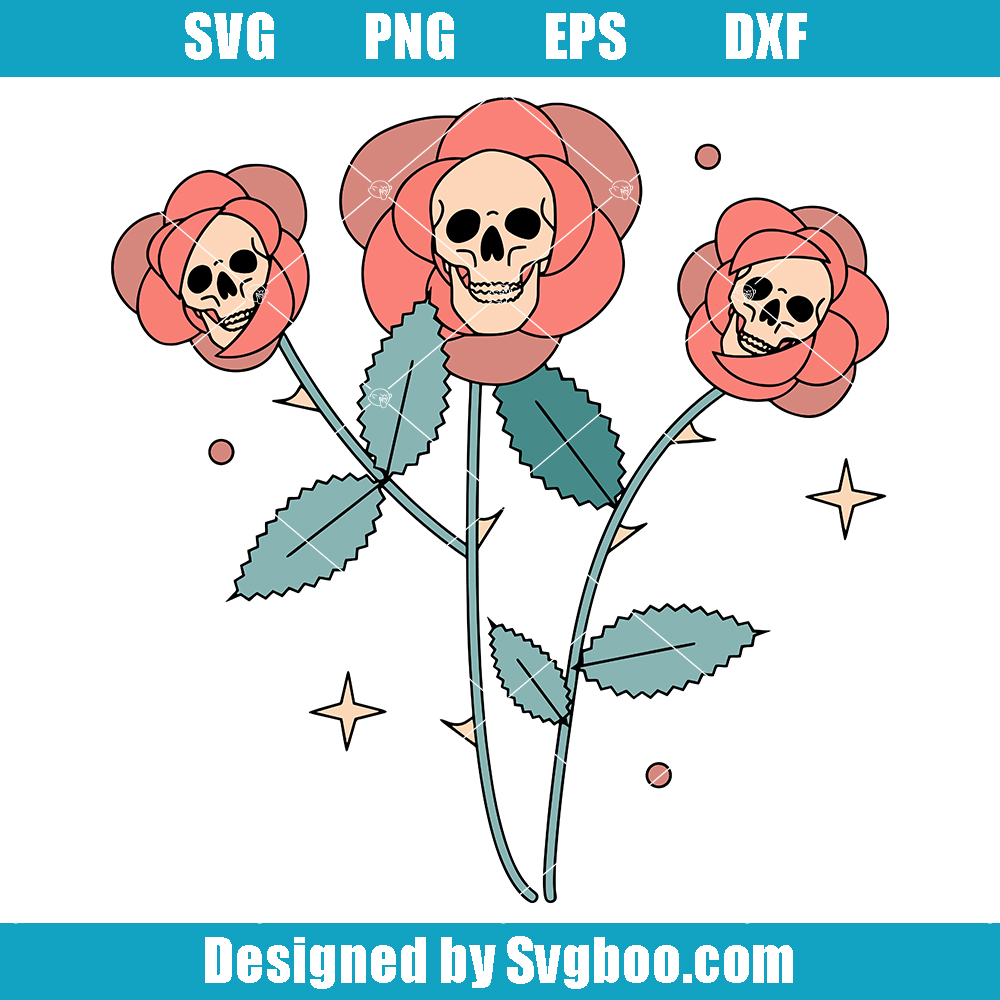Rose Skull Svg, Rose Valentine's Day Svg, Death Rose Svg