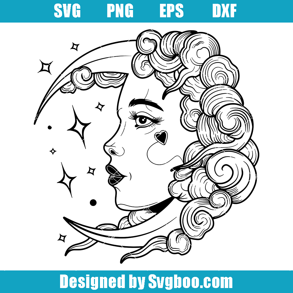 Women Moon Svg, Strong Woman Svg, Lady Moon Svg, Moon Child Svg Women Moon Svg