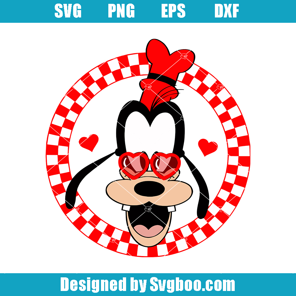 Goofy Characters Valentine's Day Svg, Disneyland Valentine Svg Goofy Characters Valentine's Day Svg